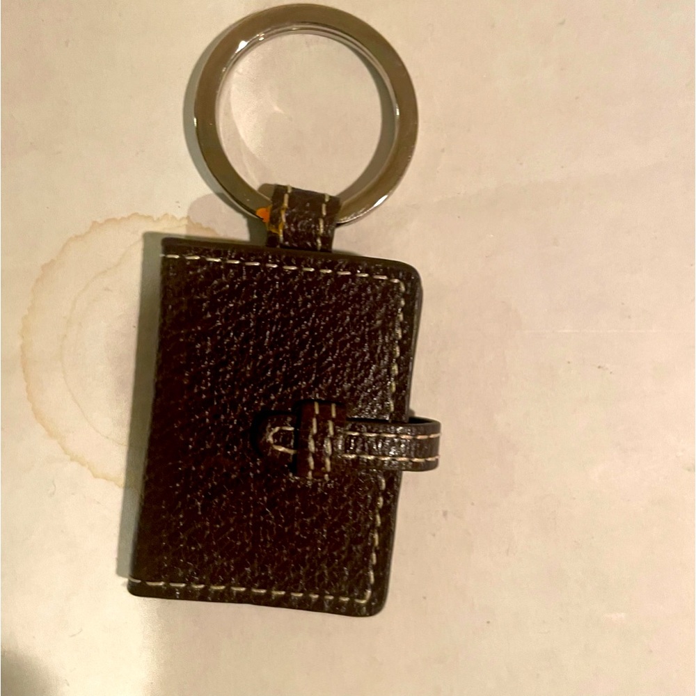 Coach brown leather picture key chain